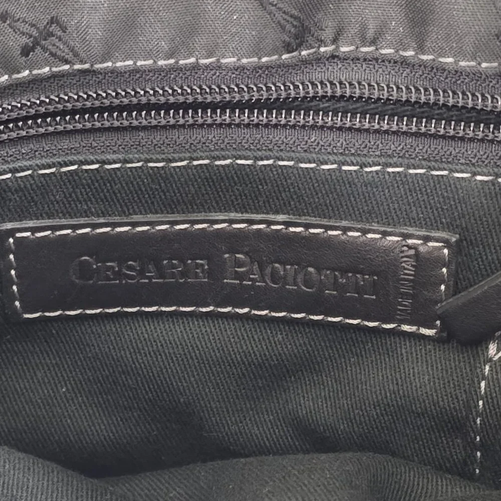 Cesare Paciotti Messenger Cross Body Dagger AOP Bag Made In Italy Black Embossed
